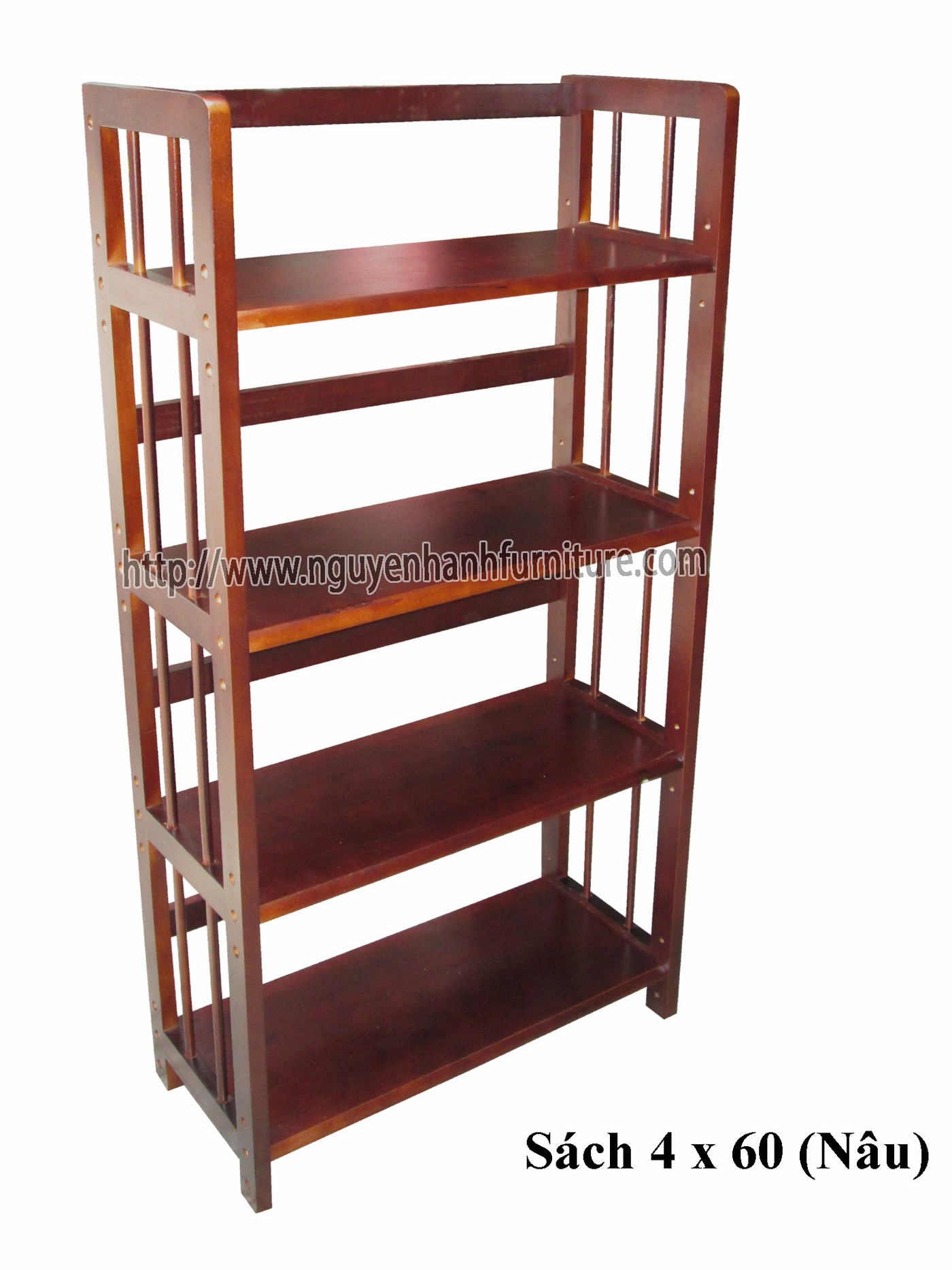 Name product: 4 storey Adjustable Bookshelf 60 (Brown) - Dimensions: 60 x 28 x 120 (H) - Description: Wood natural rubber